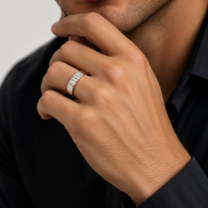 Anillo de Plata de Ley 925 con Circonita Cúbica Geométrica para Hombre, Regalo para Boda o Fiesta, Acabado Pulido - Product Image 1