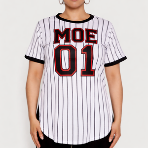 Vestido Jersey a Rayas Estilo Fútbol Americano para Mujer, Talla Grande, Transpirable, de Malla, Manga Corta, Informal, Deportivo, con Logotipo Personalizado OEM USA - Product Image 2