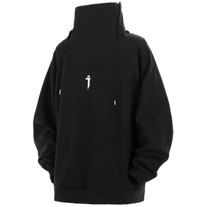 Mode Hoodies Hommes Automne Hiver Coupe-Vent Masque Col Haut Sweats Techwear Fonction Lâche Noir À Capuche Pull Noir- - Product Image 1