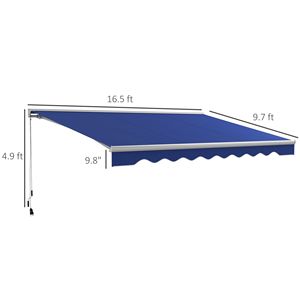 Tenda da Sole Elettrica Retrattile Blu 16,5 X 10 con Luci LED e Telecomando per Porte e Finestre - Product Image 3