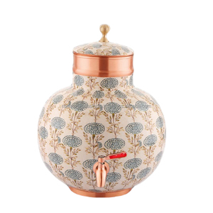 Tanque de almacenamiento de agua de cobre puro de alta calidad más vendido con diseño impreso de esmalte floral en dos tonos al mejor precio - Product Image 5