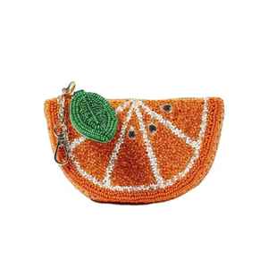 Monedero artesanal de limón con cuentas, bolsa de media luna de cuentas de vidrio amarillas, cartera con cremallera y borla, tarjetero para mujer, bolsos con diseño de frutas - Product Image 6