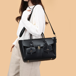 Sac fourre-tout de travail en cuir véritable marron, couleur unie, ouverture supérieure, style minimaliste pour un usage quotidien, sac fourre-tout de travail en cuir - Product Image 2