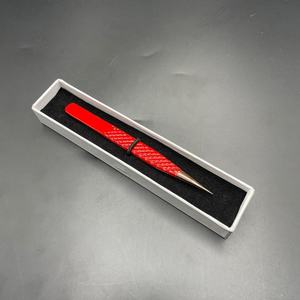 Pince à épiler à isolation rouge à pointe or rose Pince à épiler d'extension de cils à poignée diamantée en acier inoxydable de haute qualité - Product Image 2