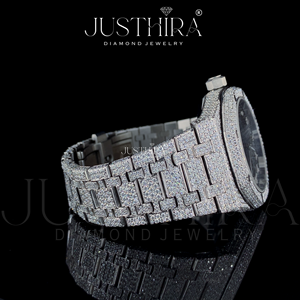 Montres-bracelets analogiques automatiques Buss Luxury White Arabic Numbers en acier inoxydable 20 mm, style hip-hop, avec moissanite VVS, étanches - Product Image 4