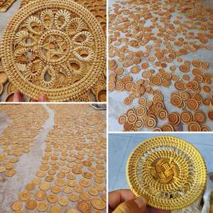 Natural <b>Woven</b> Rattan <b>Coaster</b> Handmade In Vietnam For Serving Drinks And Table Decor - Product Image 3