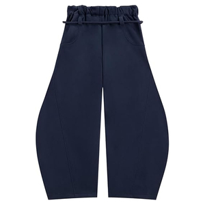 Unisex Casual Wide Leg Baggy Trousers Loose Fit Sweatpants Elastic Waist High Custom Logo Embroidery Printing Supplier - Product Image 3