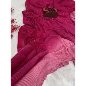 Hermosa Secuencia de bordado trabajo Rosa fiesta desgaste Sari para Club Dress-Up por Nice Creation - Product Image 5