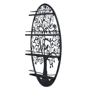 Espositore Organizzatore Ovale Nero per Smalti con Silhouette di Albero, Scaffale Portaoggetti per Oli Essenziali e Trucchi - Product Image 3