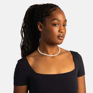 Luxury 18K Gold Plated <b>Rope</b> <b>Chain</b> Necklace With Round Brilliant Cut Diamonds Micro Insert Unisex Everyday Wear - Product Image 3