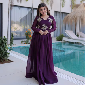 Women Striped Silk Floor-Length Traditional Indian Party Diwali Wear with Beads Embroidery Work Quick Dry & Wrinkle Free - Product Image 1