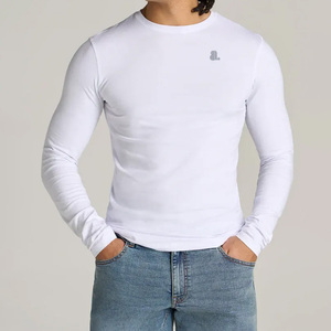Camiseta Casual Transpirable de Manga Larga para Hombre, Talla Grande, Corte Mescal, de Algodón y Fibra de Bambú, sin Tejido, con Logotipo Personalizado en la Parte Delantera - Product Image 1