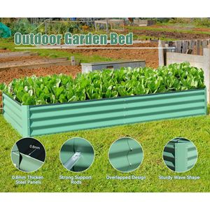 Fioriera Grande 6x3x1ft in Metallo Zincato per Esterni, Orto Rialzato per Coltivazione di Verdure e Frutta, Flusso Migliorato - Product Image 3