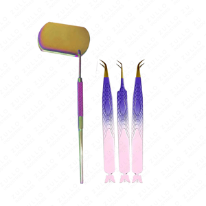 2026 ODM Private Label 4 Piece Stainless Steel Eyelash Tweezers Set with Mirror High Quality Beauty <b>Tool</b> for Extensions - Product Image 4