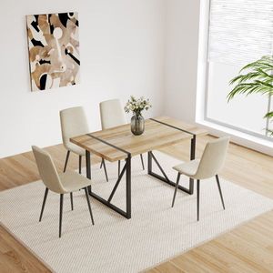 Juego de 4 Sillas Modernas para Comedor y Cocina, Sillas Acolchadas con Asiento de Lino, Resistentes, Color Negro - Product Image 3