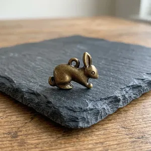 Vintage Style Brass Rabbit Keychain Handmade Solid Brass <b>Key</b> <b>Ring</b> with Custom Logo for Car <b>Keys</b> <b>Bags</b> Backpack Promotional Gifts - Product Image 5
