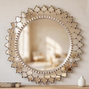 Artisanal Segments Sunburst Round <b>Crystal</b> Glass Handmade Wall <b>Mirror</b> REHMAN CRAFT - Product Image 6