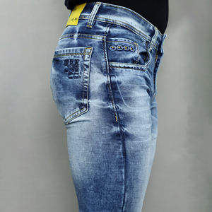 กางเกงยีนส์เดนิมยืดสีน้ำเงินทรงกลางสำหรับผู้ชายขายส่ง Gex - Product Image 3