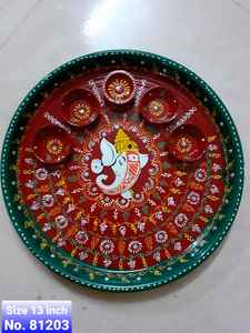 Ensemble de thali en métal exclusif pour le temple familial, thali pour arti pooja, articles de mandir, articles en laiton décoratifs pour pooja, parfait pour un cadeau de Diwali - Product Image 2