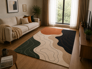 Custom Hand Tufted Wool <b>Rug</b> Modern Abstract Topographic Earth Tone Area <b>Rug</b> for Living Room Mid Century <b>Boho</b> Carpet OEM - Product Image 4