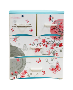 Meuble de rangement floral multifonctionnel à 4 niveaux en plastique moulé par injection, étanche et durable, pour chambre et salon - Product Image 1