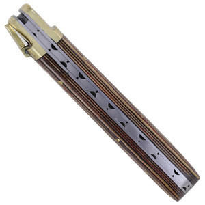 Cuchillo de bolsillo plegable de acero de Damasco hecho a mano con mango de madera y funda de cuero, cuchillos de supervivencia al por mayor, Pasha Enterprises - Product Image 2