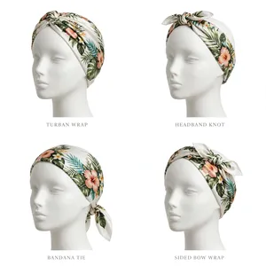 <b>Women</b> Elegant Summer Satin Silk Scarf Leaf Pattern Square <b>Shawl</b> Fashion Accessory Outdoor Gift - Product Image 6