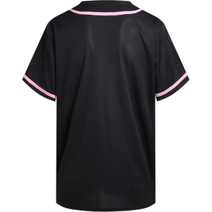 Elite Black Baseball Jersey Pink Piping Custom Team Apparel Moisture Wicking Button Up <b>Shirt</b> - Product Image 2
