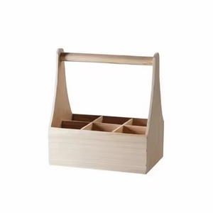 Wooden Cutlery Holder With Handle Multi Compartment Flatware Organizer <b>Kitchen</b> Utensil Storage Box Tabletop <b>Caddy</b> - Product Image 2