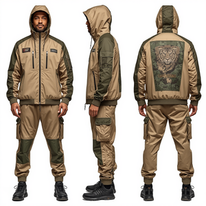 Luxury Men's Desert Expedition Windbreaker <b>Tracksuit</b> with Premium Embroidery Utility Details and Outdoor Adventure Styling - Product Image 3