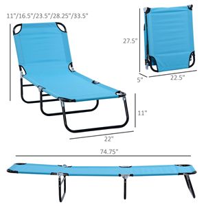 Leggero # Lettino Prendisole Portatile a 5 Posizioni - Sdraio Pieghevole con Cuscino in Olefin e Materiale PE - Product Image 3