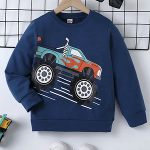 Unisex personalizado otoño niños sudaderas con capucha de gran tamaño estilo suelto Terry algodón sudaderas Unisex bebé Boutique Sudadera con capucha con estampado - Product Image 1