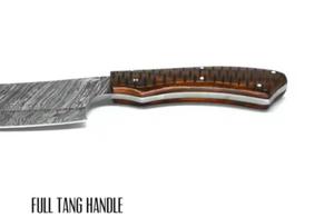 Cuchillo de Cocina Hecho a Mano Personalizado, Cuchillo de Chef de Acero de Damasco con Mango de Madera y Funda de Cuero, Hoja Fija Ecológica y Personalizable - Product Image 2