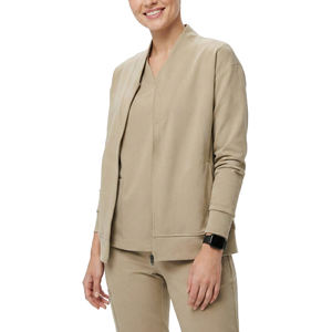 Blouse d'infirmière personnalisée avec logo pour femme, fermeture éclair intégrale, tissu tricoté extensible, deux poches, ourlet côtelé, vente en gros, fournisseur en vrac de blouses d'infirmière - Product Image 1