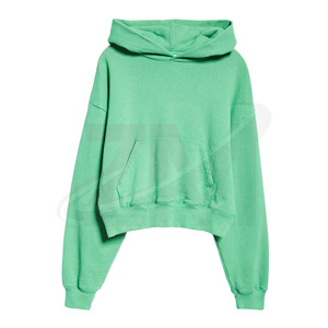 เสื้อฮู้ดครอปผู้หญิงระดับไฮเอนด์ สีน้ำเงินรอยัล ผ้าฝ้ายฟลีซ 100% เนื้อผ้านุ่มพิเศษ ระบายอากาศได้ดี สไตล์มินิมอลสุดหรู เสื้อพูลโอเวอร์แนวสตรีทแวร์ ไซส์ S - Product Image 5