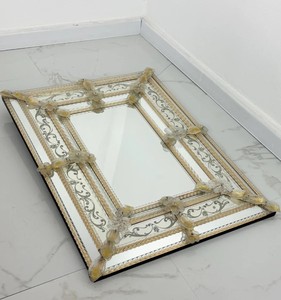 Large Murano glass wall <b>mirror</b> attributed to Barovier & Toso - Product Image 3