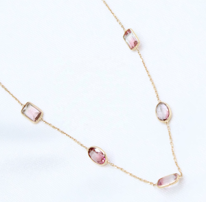 Collier ras du cou tendance en or jaune massif 18 carats fait main, avec maillons et pierres précieuses multi-tourmalines facettées, idéal pour les mariages féminins – Meilleure vente - Product Image 4
