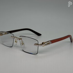 Gafas de Sol de Lujo con Diamantes, Diseño Unisex, Lentes Transparentes, Montura Metálica Chapada en Rodio, Gafas Ópticas de Diseñador - Product Image 3