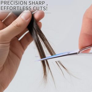 2 Pcs Stainless Steel Blades Right-Handed Grooming <b>Scissors</b> Set Straight Rounded Safety Tips + Black Sharp <b>Mustache</b> Shears - Product Image 4