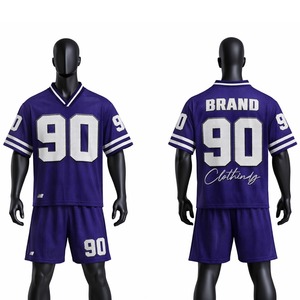 Conjunto de Camiseta y Pantalones Cortos de Fútbol Americano, Uniforme Deportivo Transpirable, Personalizado para Equipos, para Entrenamientos y Partidos - Product Image 4