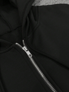 Sudadera con Capucha Corta Informal para Hombre, Corte Regular, Doble Cremallera, Forro Polar Ecológico, Invierno, 100% Algodón - Product Image 4