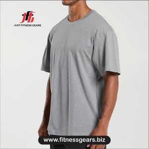 เสื้อยืดคอกลมแขนสั้นสีเทาสำหรับผู้ชาย ทรงปกติ ผ้าฝ้าย 100% ระบายอากาศได้ดี เนื้อผ้าเจอร์ซีย์ถักแบบลำลอง - Product Image 3
