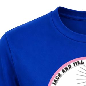 T-shirt à col rond bleu roi avec patch brodé Jack & Jill, manches courtes, design circulaire sur la poitrine, personnalisé, décontracté, athlétique - Product Image 3