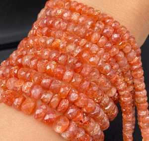 Perles Rondelles de Pierre de Soleil Naturelle de Qualité Exceptionnelle 4mm-10mm, Pierres Précieuses Facettées Rouge Orange Certifiées IGI, Vente en Gros de Bijoux en Vrac - Product Image 3