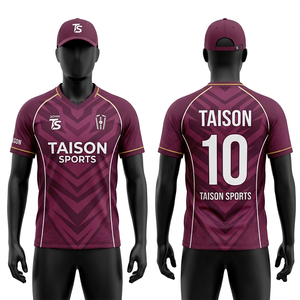 เสื้อคริกเก็ตชาย 190 GSM ผ้าโพลีเอสเตอร์ดูดซับความชื้น สีเขียวมะกอก แขนเสื้อสีทองตัดกัน โลโก้แบบรีดร้อน - Product Image 3