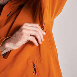 Chaqueta Impermeable con Capucha para Hombre, Ropa Casual para Exteriores, Exterior de Poliéster, Cierre de Cremallera, Estilo Otoñal, Naranja - Product Image 3