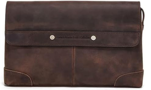 Pochette en cuir marron avec fermeture à pression et bandoulière, design décontracté, modèle A8 de Fazmax Corporation - Product Image 2