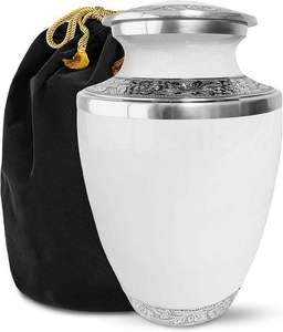 Handcrafted Large Adult Human Cremation Urn with Hand Painted Design Aluminum Floor Vase Memorial <b>Decor</b> Contemporary Style - Product Image 2