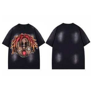 เสื้อยืดสไตล์วินเทจยูนิเซ็กซ์ทรงบ็อกซี่แบบครอป ตกแต่งด้วยคริสตัล ลุคซีดจางแบบซันเฟด ผ่านกระบวนการเอนไซม์วอชและแอซิดวอช - Product Image 1