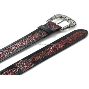 Wholesale Custom Western Dress Buckle Leather Hand Tooling <b>Belt</b> for Men Women Cowgirl <b>Cowboy</b> Tooled Leather <b>Belt</b> - Product Image 6